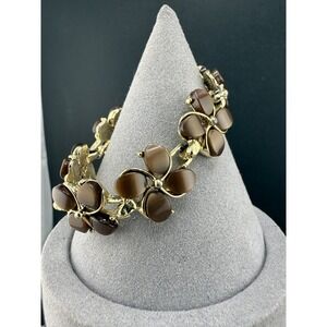 Vintage Thermoset Bracelet Gold Tone Brown‎ 6.5"